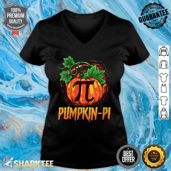 Womens Halloween Pumpkin Pie Math Pi Day Studen Costume Kids Adults V-neck