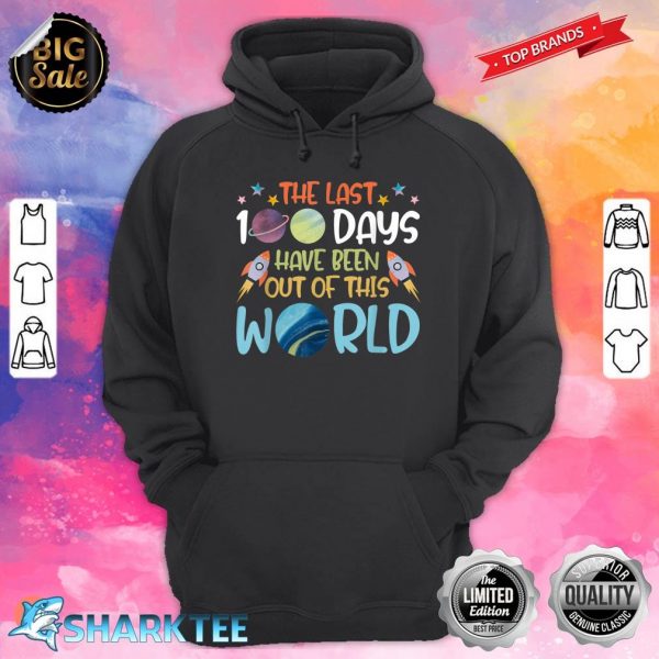 100 Days Of School Boys Outer Space Astronaut Planets Rocket Hoodie