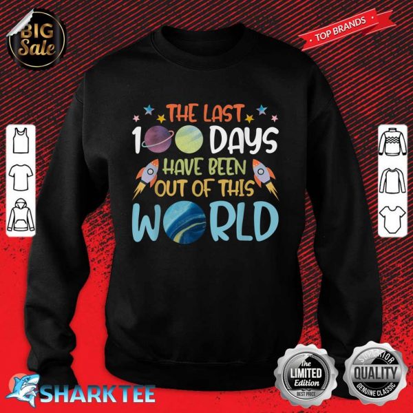 100 Days Of School Boys Outer Space Astronaut Planets Rocket Sweatshirt