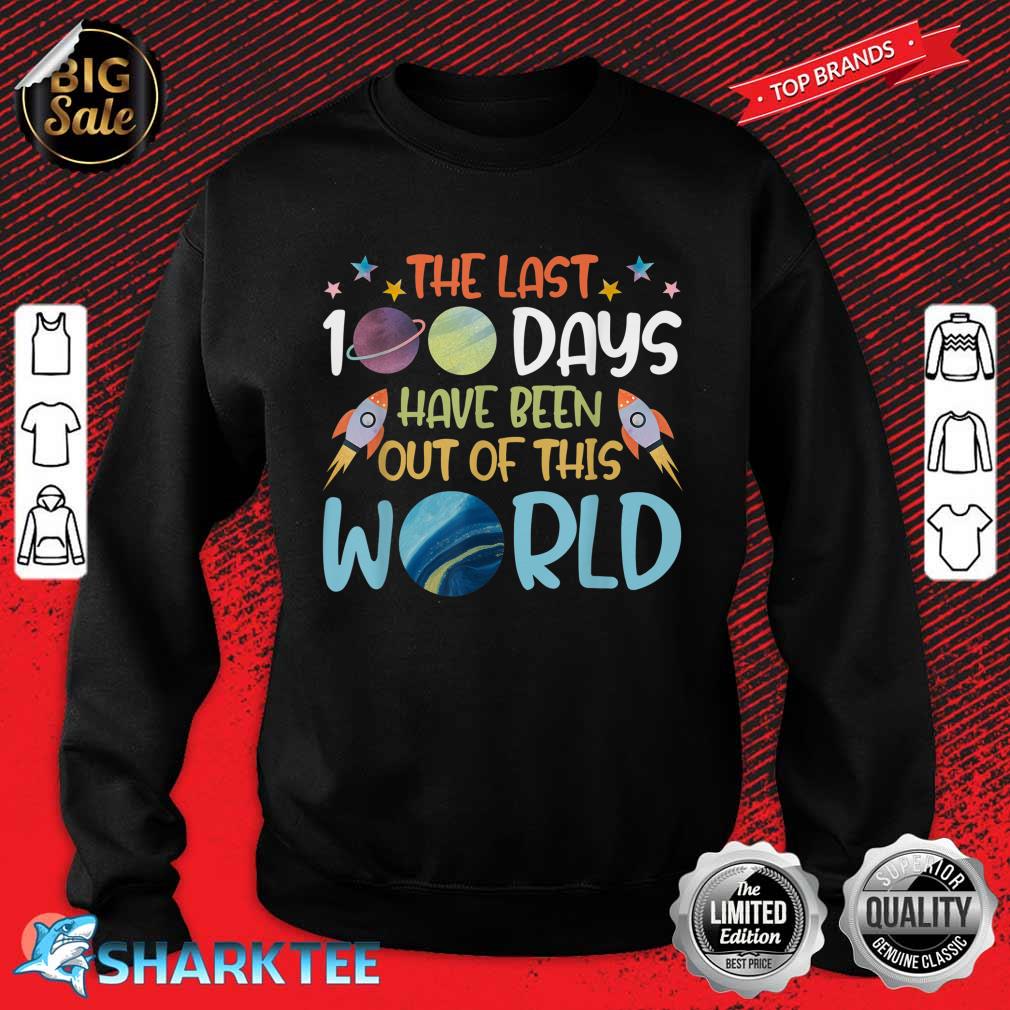 100 Days Of School Boys Outer Space Astronaut Planets Rocket Sweatshirt