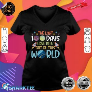 100 Days Of School Boys Outer Space Astronaut Planets Rocket V-neck