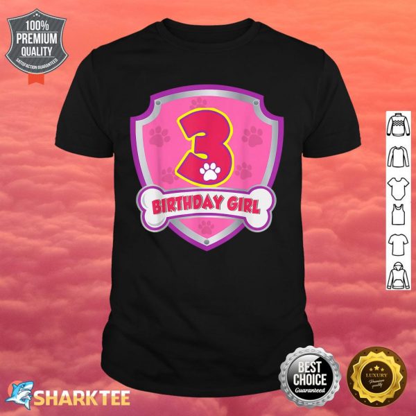 3rd Birthday Girls 3 Years Old Patrol Dogs Lover Kids Shirt