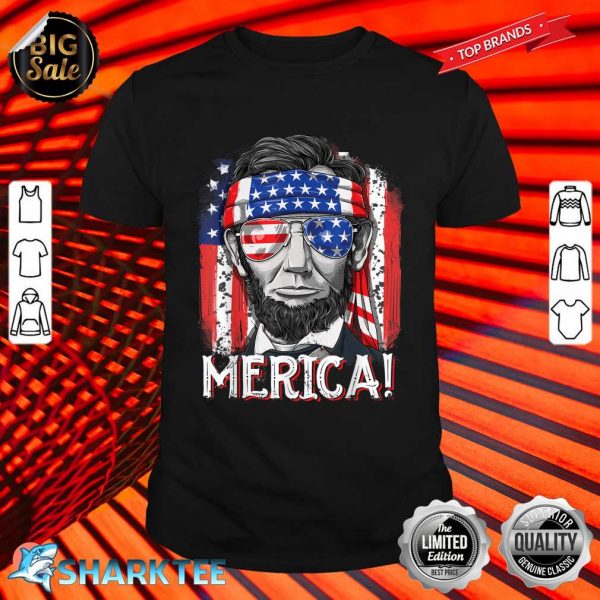 Abraham Lincoln 4th of July Merica Men Women American Flag Shirt