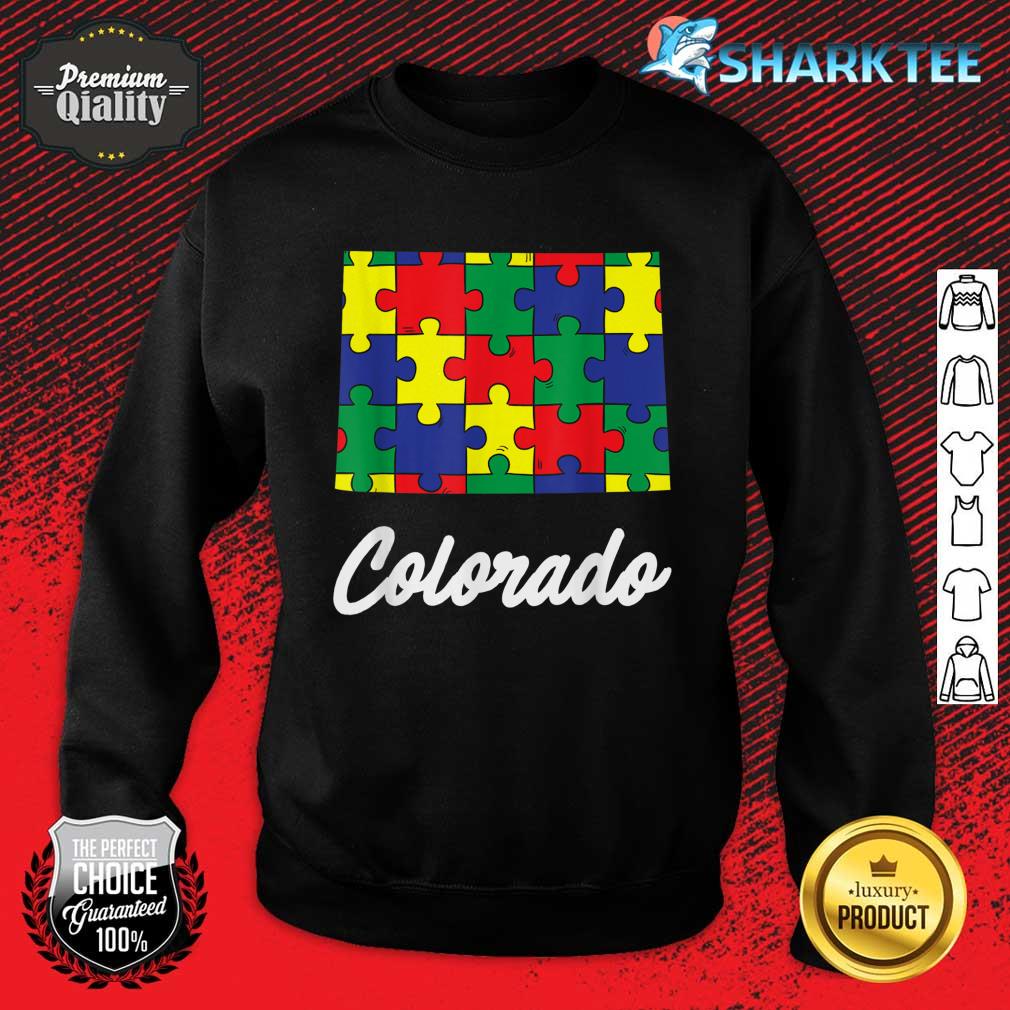 Autism Awareness Day Colorado Puzzle Pieces Gift Sweatshirt