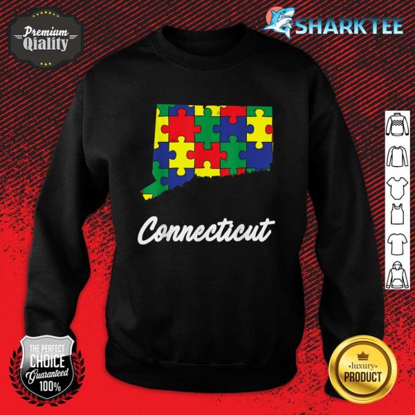 Autism Awareness Day Connecticut Puzzle Pieces Gift Sweatshirt