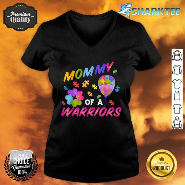 Autism Awareness Day - Mommy of A Warriors Proud Costume V-neck
