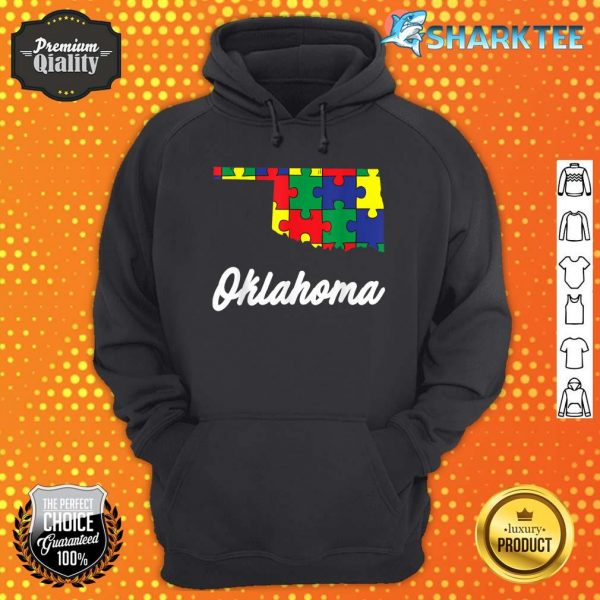 Autism Awareness Day Oklahoma Puzzle Pieces Gift Hoodie