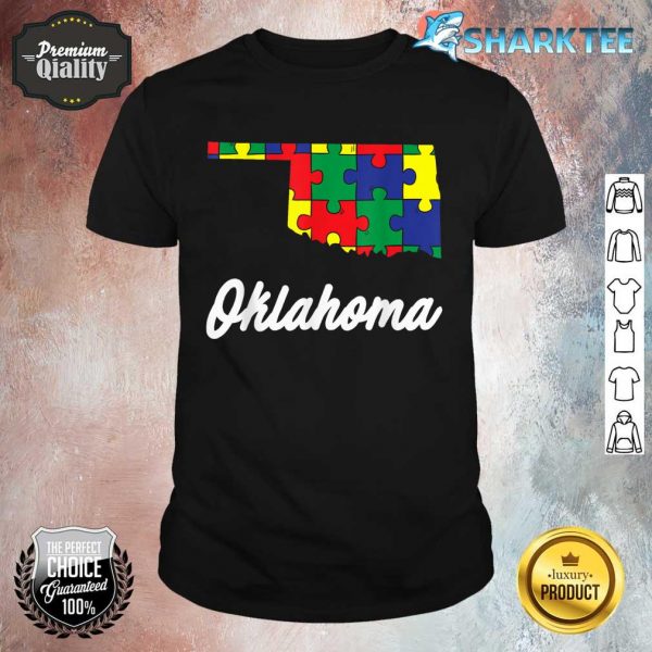 Autism Awareness Day Oklahoma Puzzle Pieces Gift Shirt
