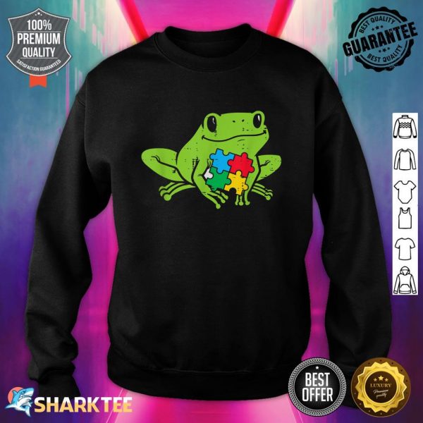 Autism Frog Puzzle Cute Awareness Animal ASD Men Women Kids Sweatshirt