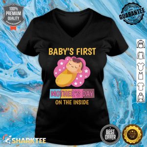 Baby's First Mother's Day On The Inside Pregnant Mommy mom V-neck
