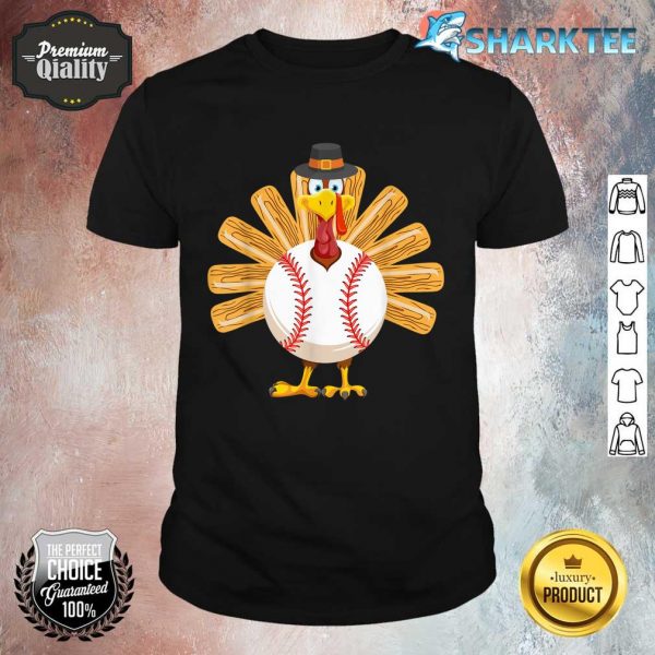 Baseball Turkey Thanksgiving Shirt for Boys Toddlers Kid Mom Shirt