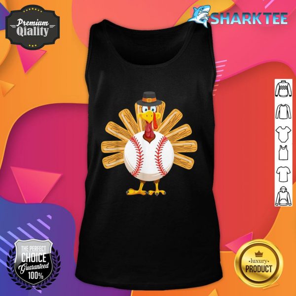 Baseball Turkey Thanksgiving Shirt for Boys Toddlers Kid Mom Tank Top