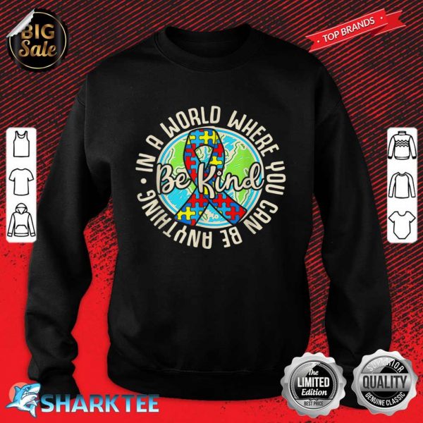 Be Kind Autism Awareness Puzzle Earth Cute Family Matching Sweatshirt