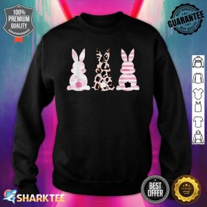 Bunny Rabbit Trio Cute Easter Mommy and Me Leopard Easter Sweatshirt