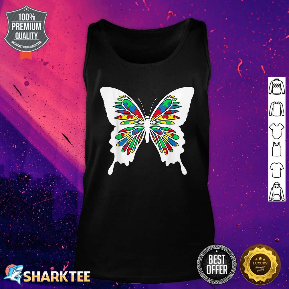 Butterfly Butterflies Puzzle Cool Autism Awareness Gift Tank Top
