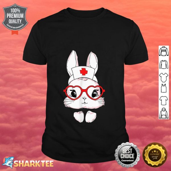Cute Nurse Easter Bunny With Glasses Happy Easter Mom Girls Shirt