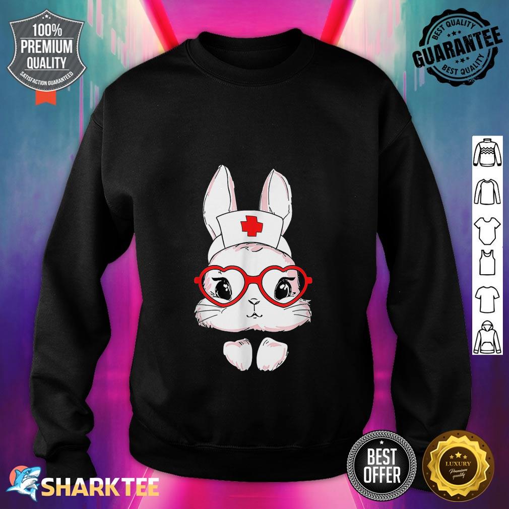 Cute Nurse Easter Bunny With Glasses Happy Easter Mom Girls Sweatshirt