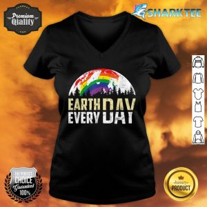 Earth Day Everyday Rainbow Pine Tree Design Earth Day V-neck