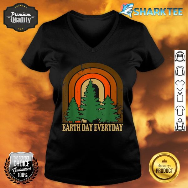 Earth Day Everyday Rainbow Pine Tree Tee Conservation V-neck