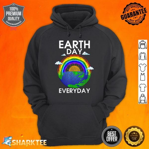 Earth Day Rainbow Teacher Retro Kids Cute Earth Day Hoodie