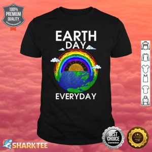 Earth Day Rainbow Teacher Retro Kids Cute Earth Day Shirt