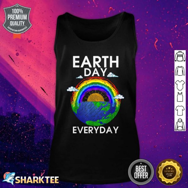 Earth Day Rainbow Teacher Retro Kids Cute Earth Day Tank Top
