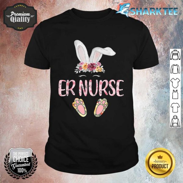Floral Leopard Er Nurse Bunny Funny Costume For Easter Women Shirt