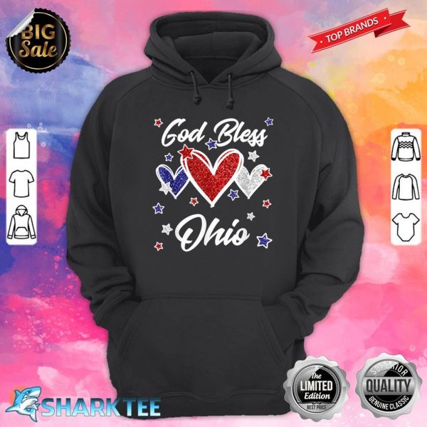 Fourth Of July Hearts For Patriotic Women God Bless Ohio Hoodie