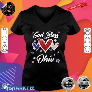 Fourth Of July Hearts For Patriotic Women God Bless Ohio V-neck