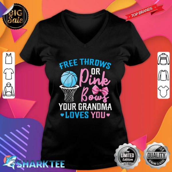 Free Throws or Pink Bows Grandma Loves You Gender Reveal V-neck