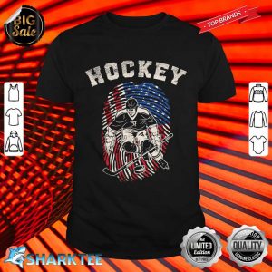 Hockey Season USA Flag American Puck Fourth Of July Shirt