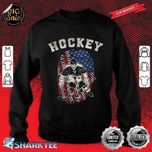 Hockey Season USA Flag American Puck Fourth Of July Sweatshirt