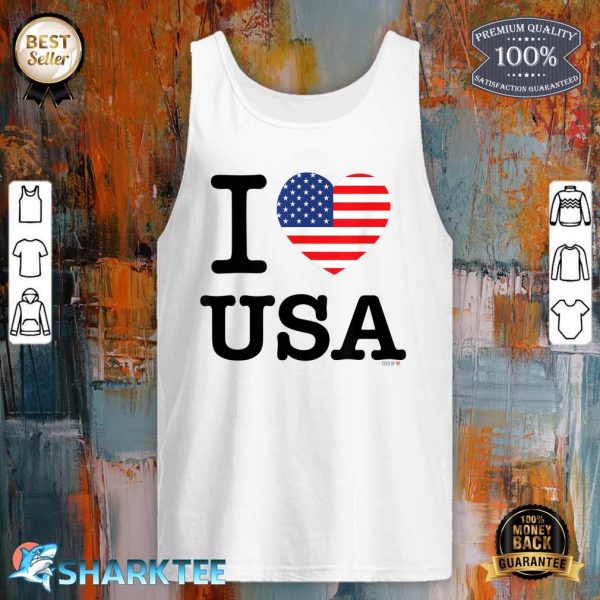 I Love USA T-Shirt, United States of America Flag Heart Tank Top