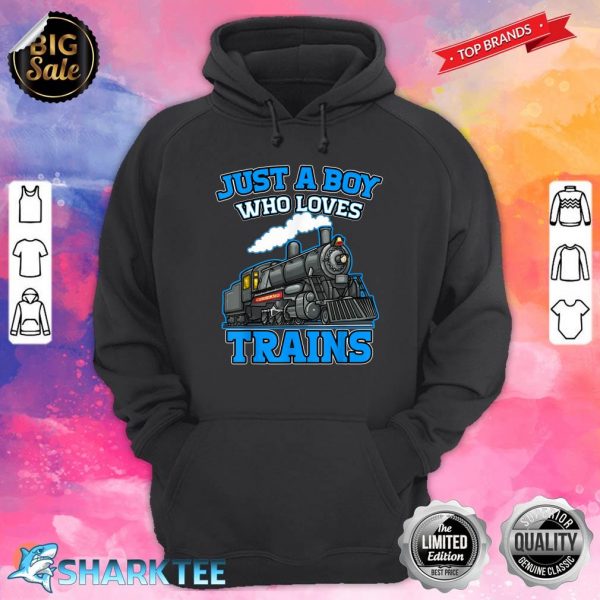 Just A Boy Who Loves Trains This Boy Loves Trains Train Kids Hoodie