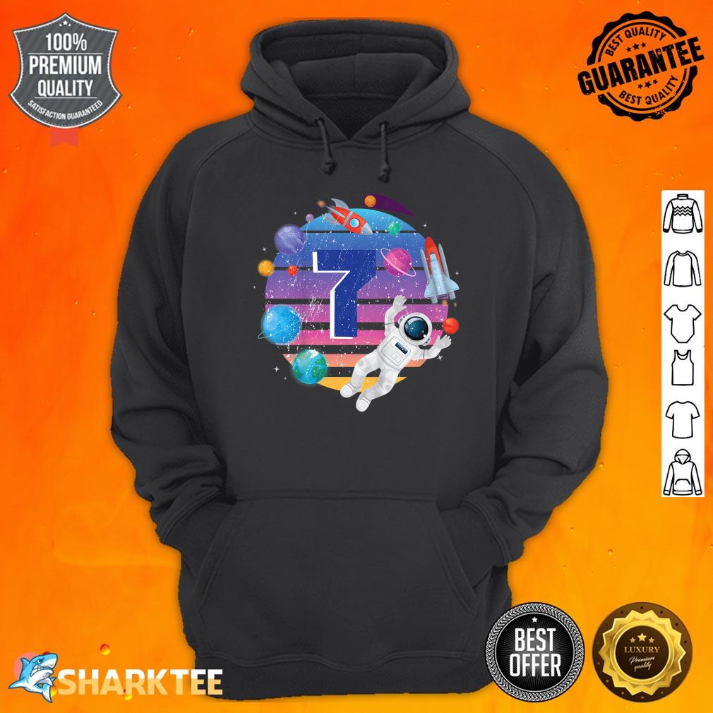 Kids 7 Years Old Birthday Boy Astronaut Space 7th BDay Hoodie