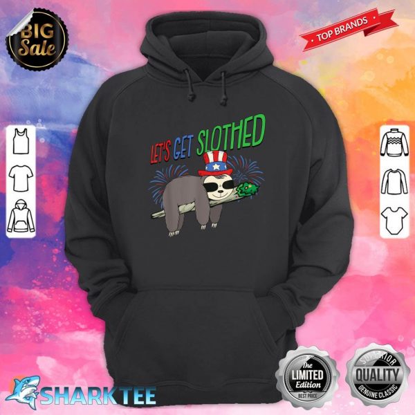 Lets Get Slothed 4th Of July Smoking Weed Blunt THC Stoner Hoodie