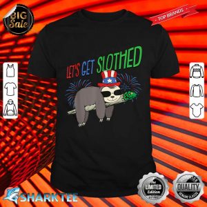 Lets Get Slothed 4th Of July Smoking Weed Blunt THC Stoner Shirt