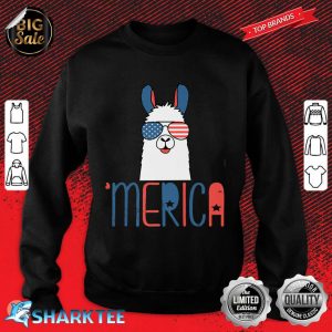 Merica Lama Alpaka Independence Day 4th of July TShirt Idea Premium Sweatshirt
