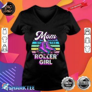 Mom of Roller Girl Roller Skating Birthday Matching Family V-neck