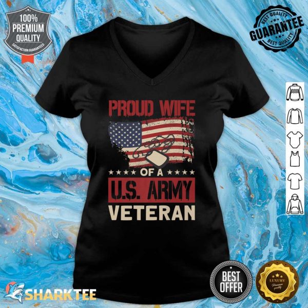 Proud Wife Of A U.S. Army Veteran Soldier Wife Premium V-neck