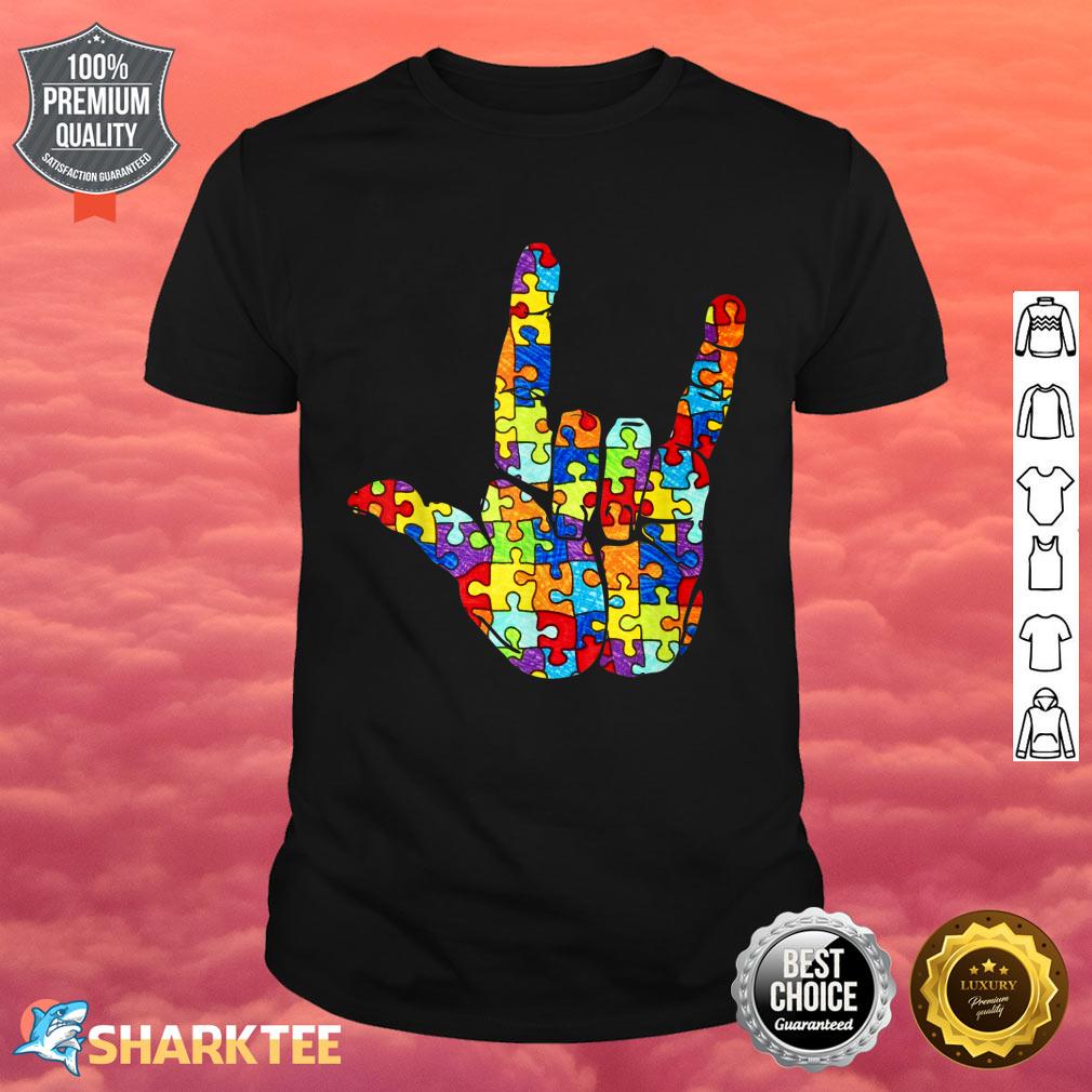 Puzzle Hand Sign Language Autism Awareness Autistic Funny Shirt