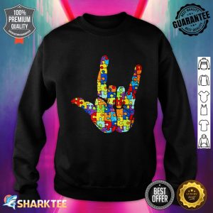 Puzzle Hand Sign Language Autism Awareness Autistic Funny Sweatshirt