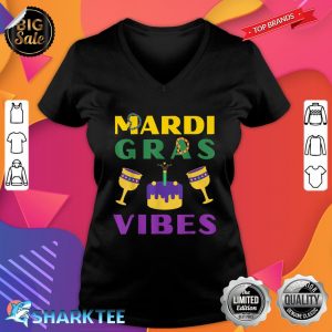 Mardi Gras Vibes Cool Shades New Orleans Carnival V-neck