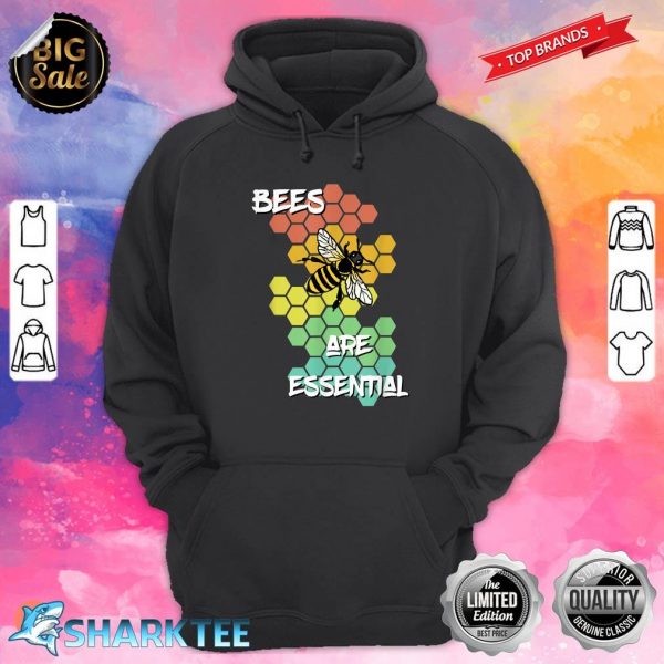 Retro Bees Are Essential Earth Day Save the Bees Beekeeper Hoodie