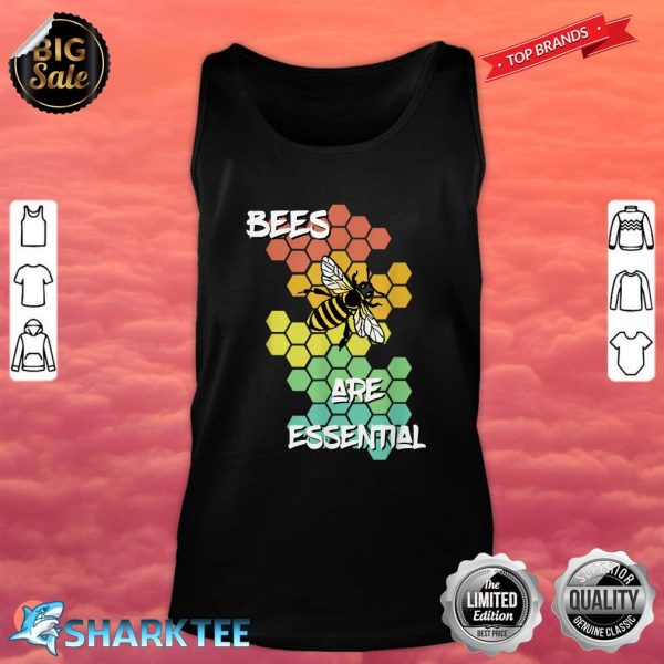 Retro Bees Are Essential Earth Day Save the Bees Beekeeper Tank Top