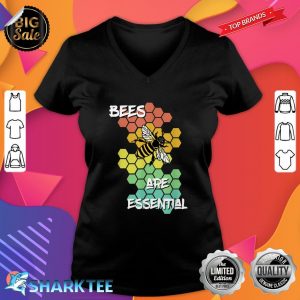 Retro Bees Are Essential Earth Day Save the Bees Beekeeper V-neck