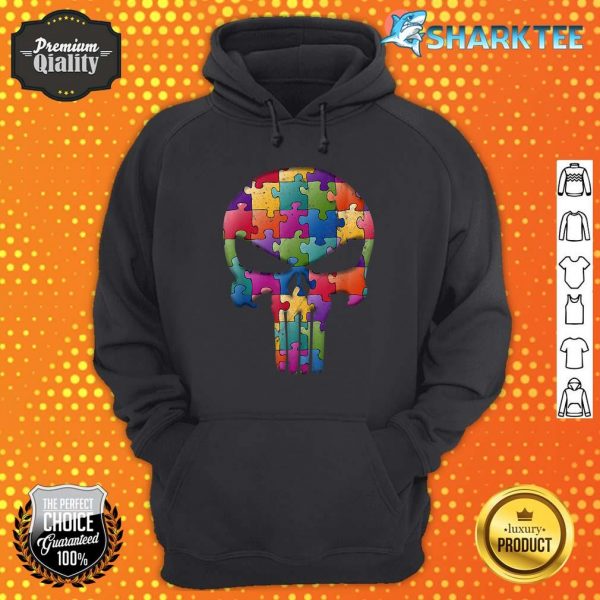 Skull Autism Awareness Mom Dad Kids Autism Puzzle Hoodie