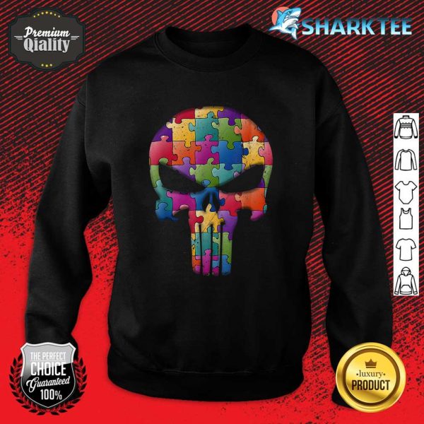 Skull Autism Awareness Mom Dad Kids Autism Puzzle Sweatshirt