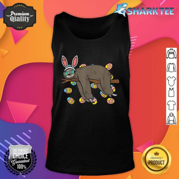 Sloth Bunny Ears Glasses Eggs Lazy Easter Day Animal Lover Tank Top