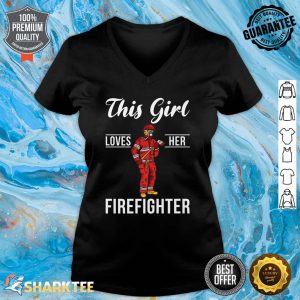 This Girl Loves Her Firefighter Fire Rescue Fireman Premium V-neck